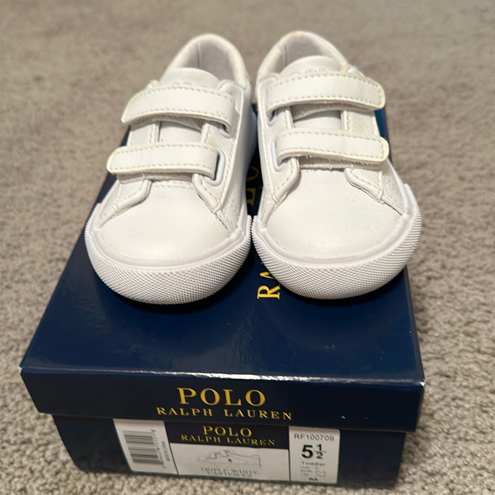 White toddler Ralf Lauren Velcro shoes